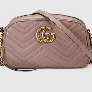 GG Marmont small matelassé shoulder bag Dusty Pink Leather